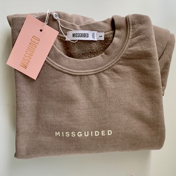 Sand missguided slogan washed sweatshirt Clearance